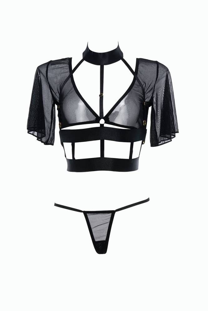 Allure Lingerie - Adore - Dreamer Strappy Top & Thong - Black - OS - Stag Shop