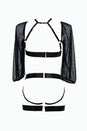 Allure Lingerie - Adore - Ibiza Babe Strappy Harness Set with Sleeves - Black - OS - Stag Shop