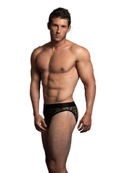Allure Lingerie - Luca - Men's Lace Open Back Brief - Black - Various Sizes - Stag Shop