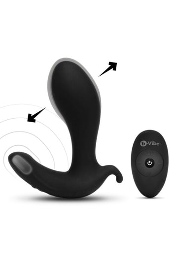 b-Vibe - Expand Vibrating & Inflating Prostate Plug with Remote Control - Black - Stag Shop
