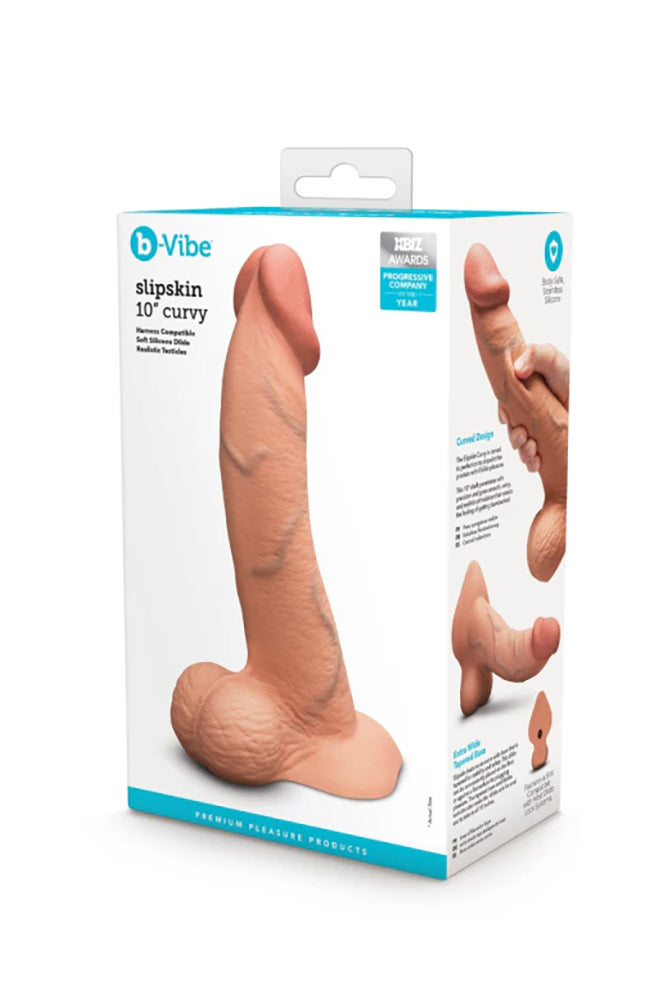 b-Vibe - Slipskin Curvy Realistic 10" Silicone Dildo - Stag Shop