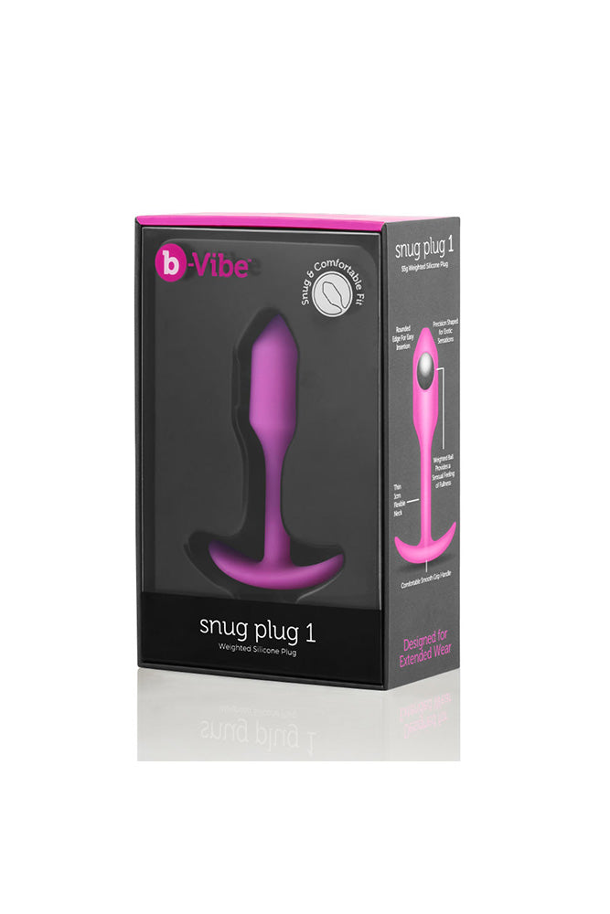 b-Vibe - Snug Plug 1 - Weighted Butt Plug - Fuchsia - Stag Shop