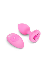 Thumbnail for b-Vibe - Vibrating Heart Plug with Remote Control - S/M -Pink - Stag Shop