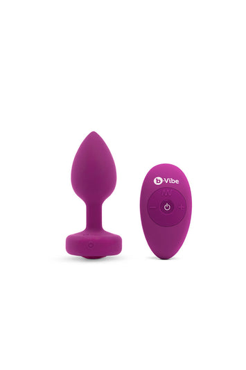 b-Vibe - Vibrating Jewel Plug with Remote Control - S/M - Pink - Stag Shop