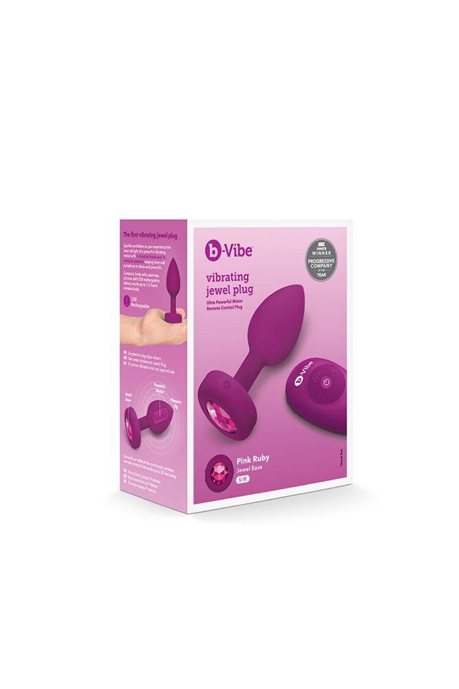 b-Vibe - Vibrating Jewel Plug with Remote Control - S/M - Pink - Stag Shop