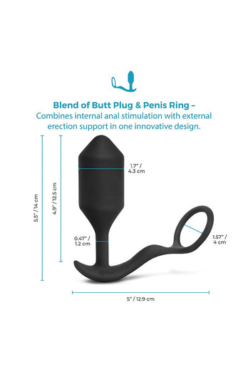 B-Vibe - Vibrating Snug & Tug XL Weighted Butt Plug & Cock Ring - Stag Shop