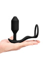 b-Vibe - Snug & Tug - Weighted Vibrating Butt Plug with Cock Ring - Medium - Black - Stag Shop
