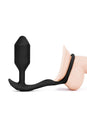 b-Vibe - Snug & Tug - Weighted Vibrating Butt Plug with Cock Ring - Medium - Black - Stag Shop