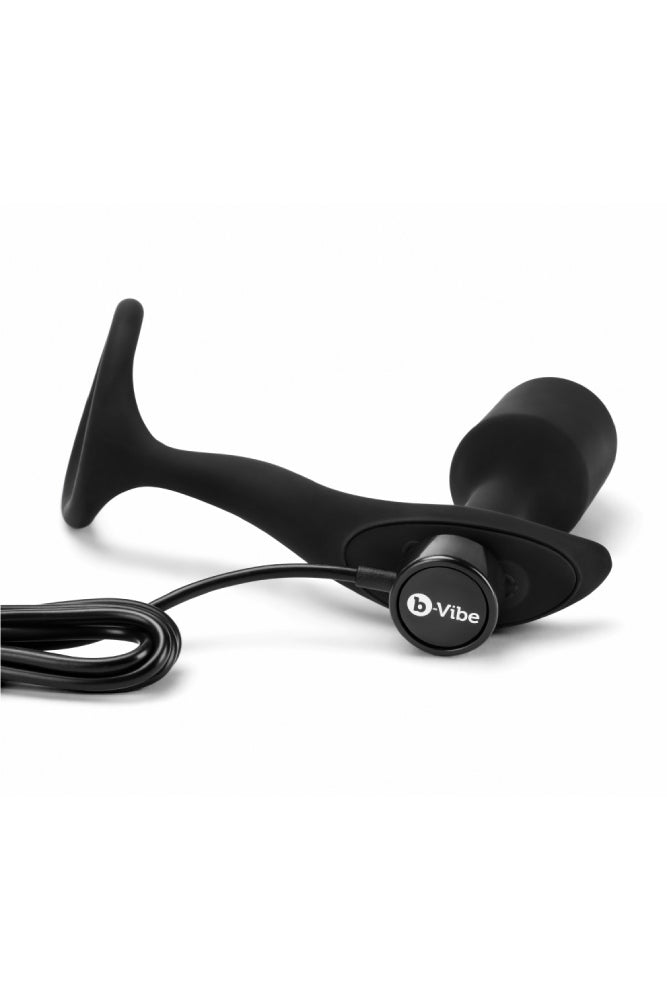 b-Vibe - Snug & Tug - Weighted Vibrating Butt Plug with Cock Ring - Medium - Black - Stag Shop