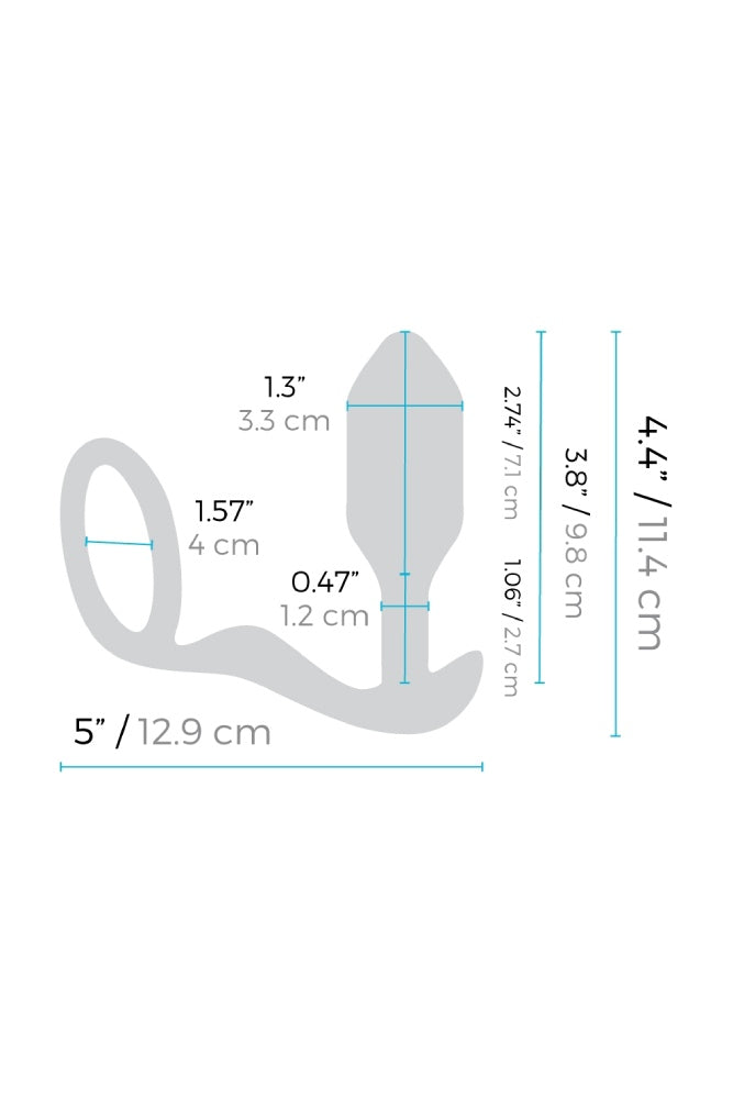 b-Vibe - Snug & Tug - Weighted Vibrating Butt Plug with Cock Ring - Medium - Black - Stag Shop