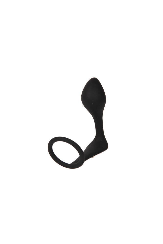 Electric Eel - Blue Line - Cock Ring With P-Spot Plug - Black - Stag Shop