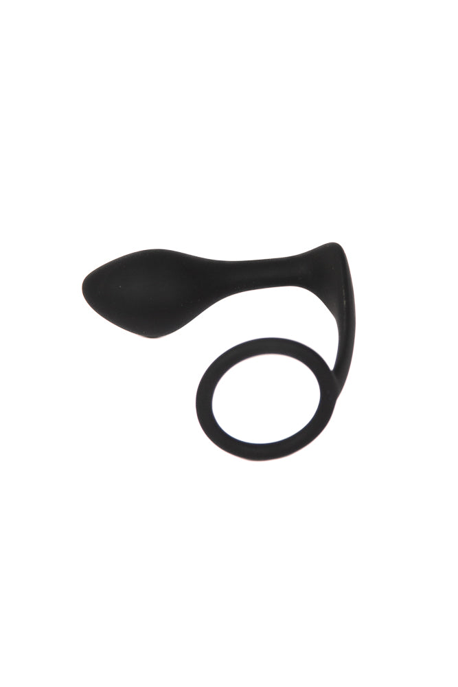 Electric Eel - Blue Line - Cock Ring With P-Spot Plug - Black - Stag Shop
