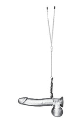 Electric Eel - Blue Line - Cock Ring With Nipple Tweezers - Black/Silver - Stag Shop