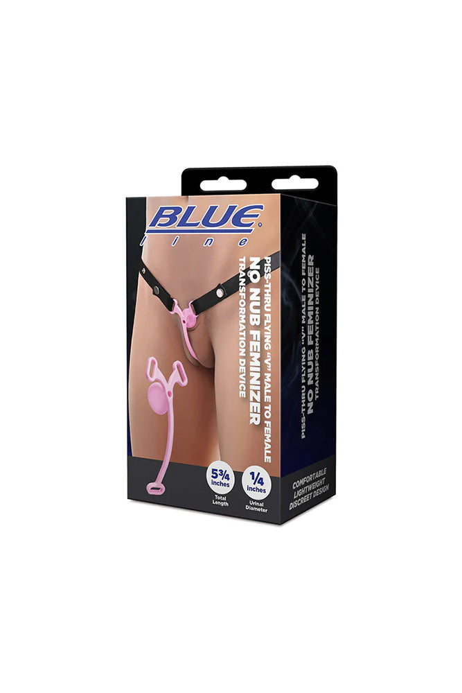 Blue Line - Piss-thru Flying “V” Male To Female No Nub Feminizer Transformation Device