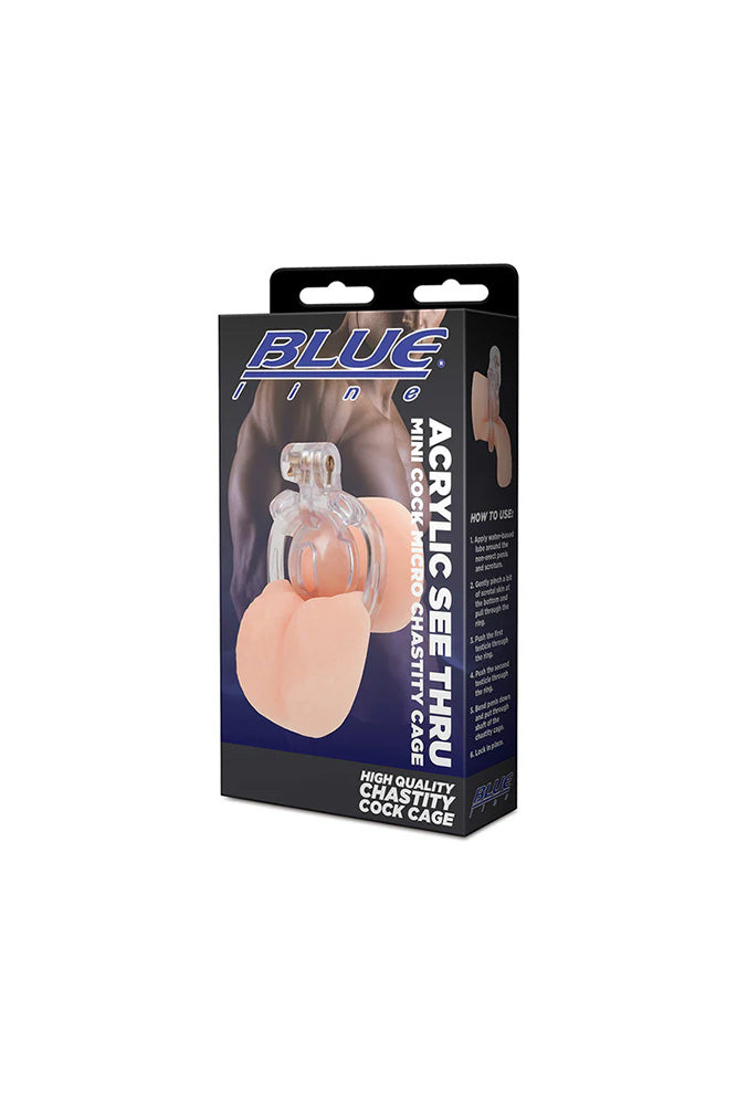 Blue Line - Acrylic See Thru Mini Cock Micro Chastity Cage - Stag Shop