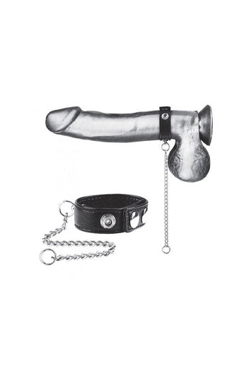 Electric Eel - Blue Line - Snap Cock Ring With 12" Leash - Black - Stag Shop