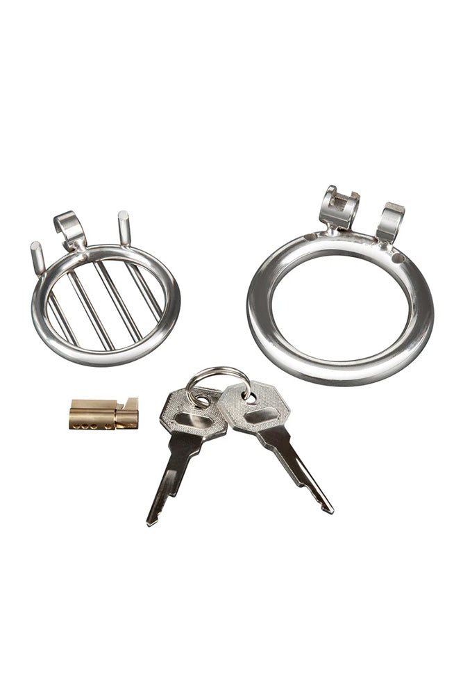 Blue Line - Stainless Steel Inverted Micro Jail Time Chastity Cage - Stag Shop