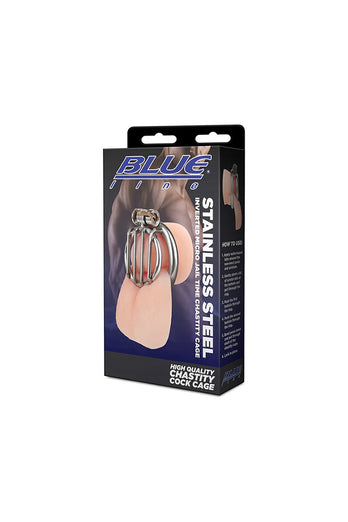Blue Line - Stainless Steel Inverted Micro Jail Time Chastity Cage - Stag Shop