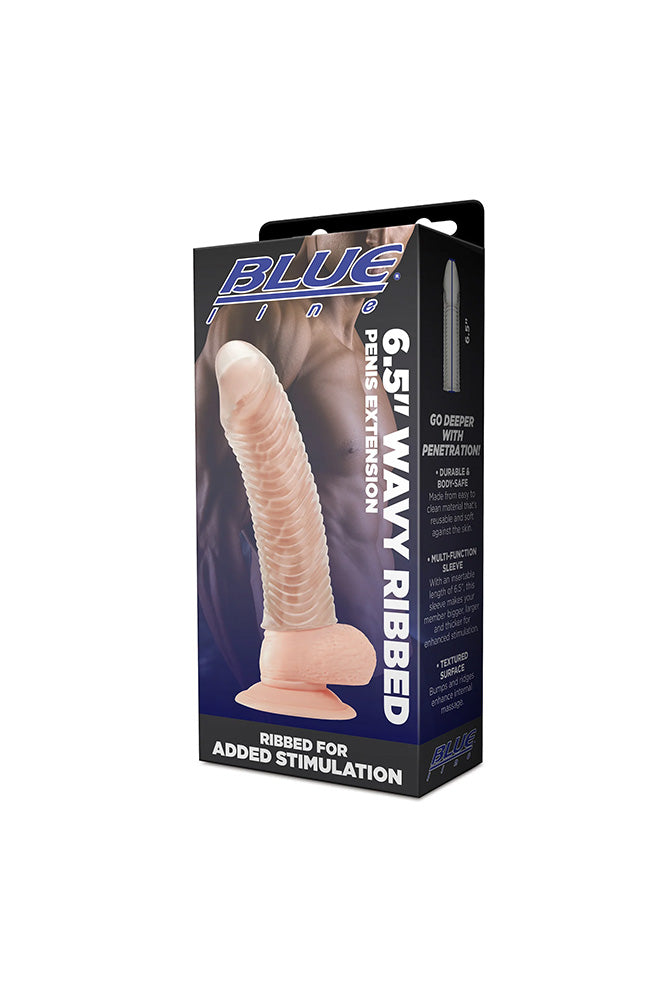Electric Eel - Blue Line - 6.5" Wavy Ribbed Penis Extension - Stag Shop