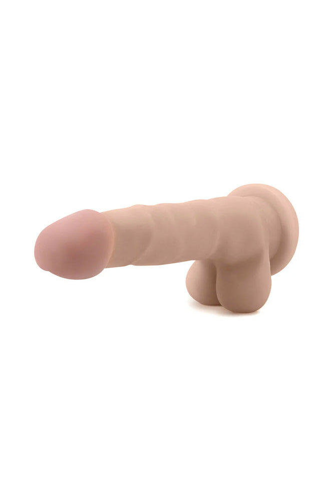 Blush Novelties - Au Naturel -  Sam 7" Posable Dual Density Dildo with Balls - Beige - Stag Shop