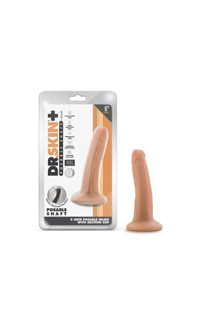 Blush Novelties - Dr. Skin Plus - 5" Triple Density Posable Dildo with Suction Cup - Beige - Stag Shop