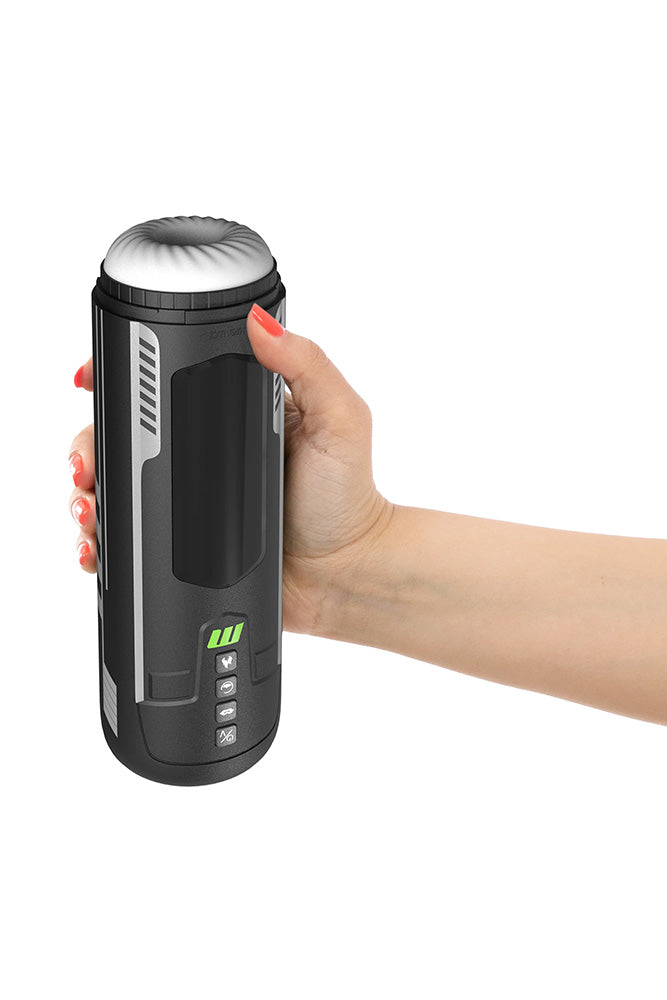 Blush Novelties - M for Men - Master Blaster Vibrating & Sucking Masturbator - Black/White - Stag Shop