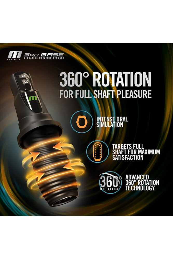 Blush Novelties - M for Men - 3rd Base Rotating & Vibrating Masturbator - Black - Stag Shop