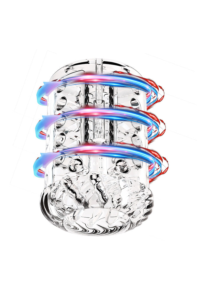 Blush Novelties - M for Men - Spin Master Pro Vibrating & Rotating Masturbator - Black/Clear - Stag Shop