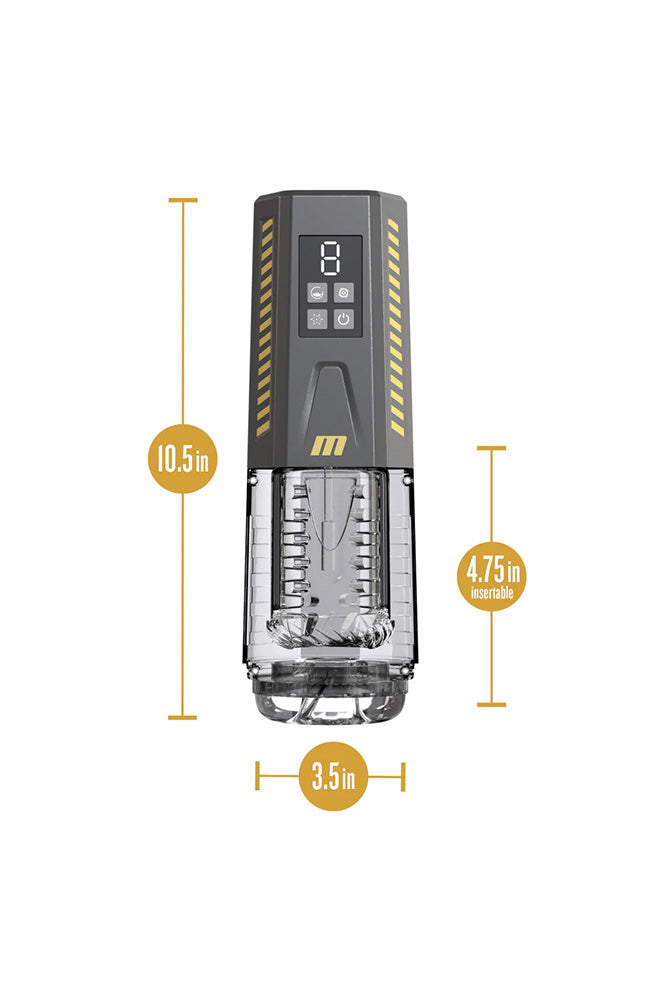 Blush Novelties - M for Men - Spin Master Pro Vibrating & Rotating Masturbator - Black/Clear - Stag Shop