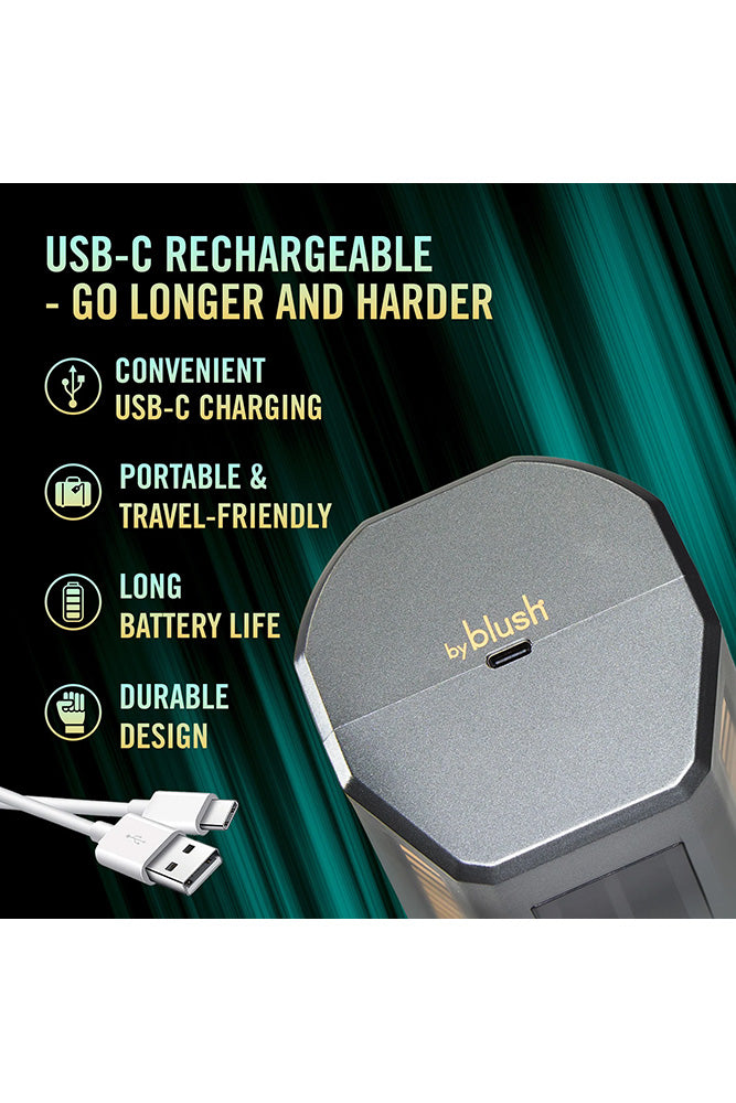 Blush Novelties - M for Men - Spin Master Pro Vibrating & Rotating Masturbator - Black/Clear - Stag Shop