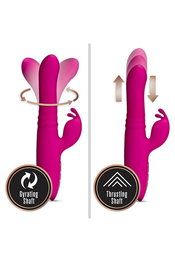 Blush Novelties - Kira Rabbit Vibrator With Gyration, Thrusting & Heating - Raspberry - Stag Shop