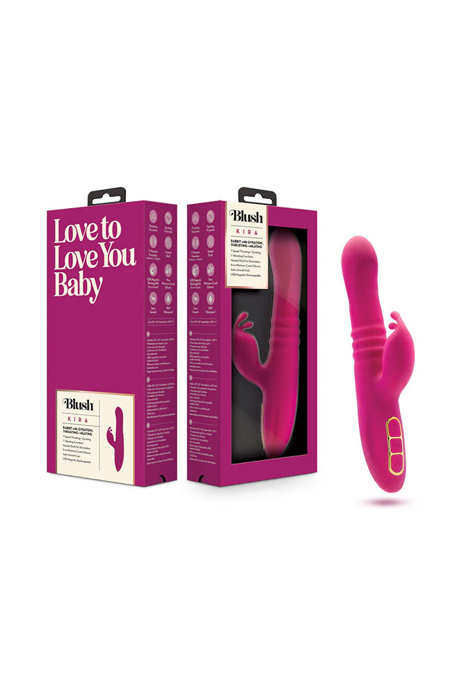 Blush Novelties - Kira Rabbit Vibrator With Gyration, Thrusting & Heating - Raspberry - Stag Shop