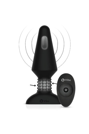 b-Vibe - Rimming XL Vibrating Butt Butt Plug with Remote Control - Black - Stag Shop