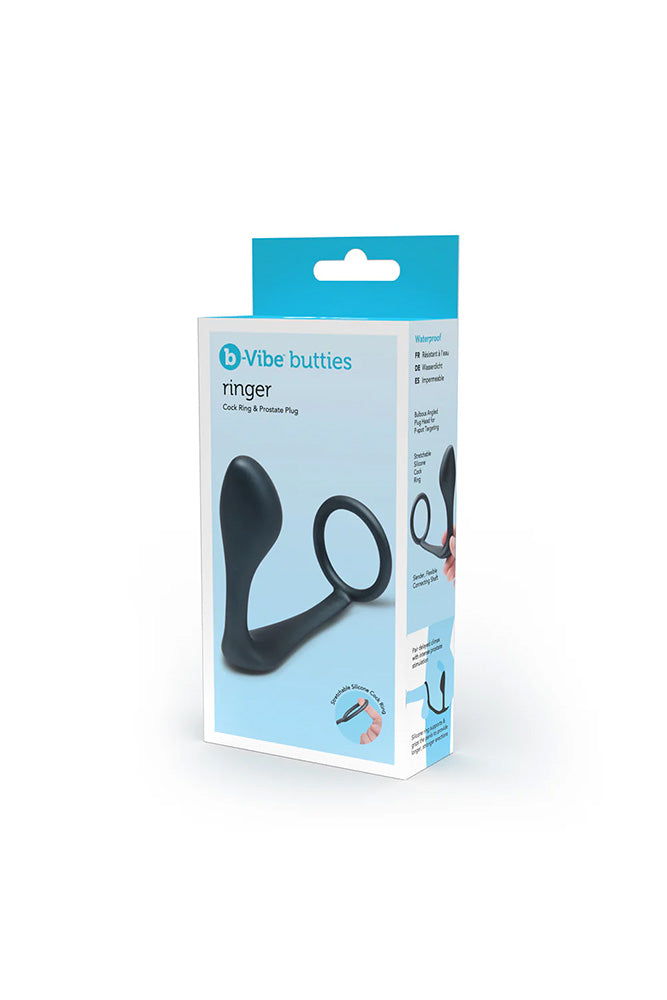 b-Vibe - Butties - Ringer Silicone C-Ring & Prostate Plug - Black - Stag Shop