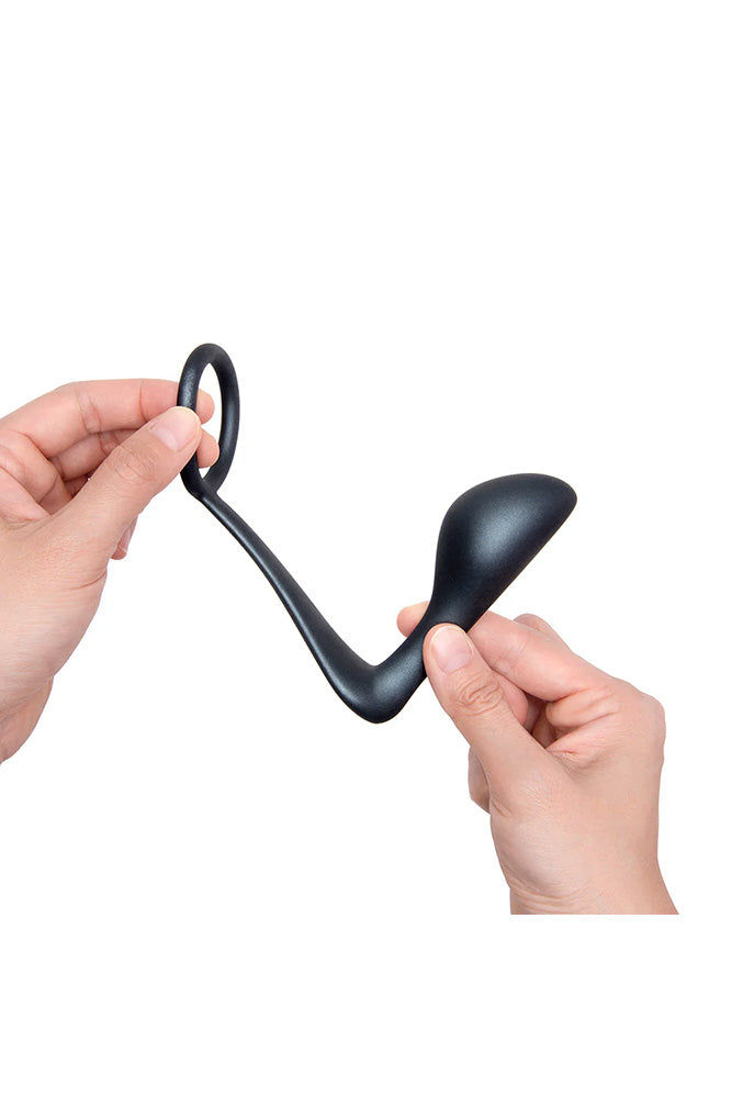 b-Vibe - Butties - Ringer Silicone C-Ring & Prostate Plug - Black - Stag Shop