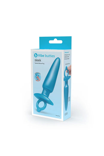 b-Vibe - Butties - Sleek Tapered Silicone Anal Plug - Blue - Stag Shop