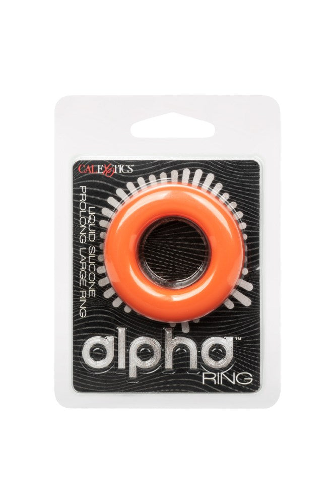 Cal Exotics - Alpha - Liquid Silicone Prolong Large Cock Ring - Orange - Stag Shop