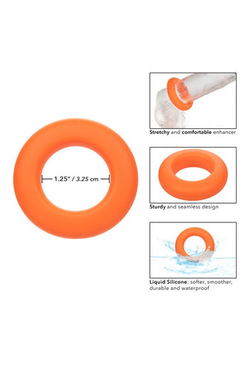 Cal Exotics - Alpha - Liquid Silicone Prolong Large Cock Ring - Orange - Stag Shop