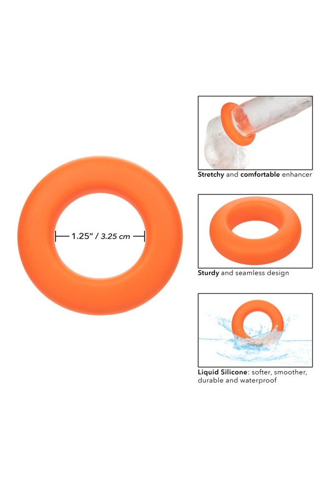 Cal Exotics - Alpha - Liquid Silicone Prolong Large Cock Ring - Orange - Stag Shop