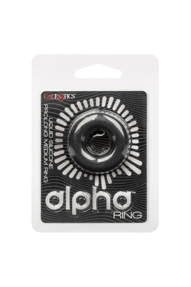 Cal Exotics - Alpha - Liquid Silicone Prolong Medium Cock Ring - Black - Stag Shop