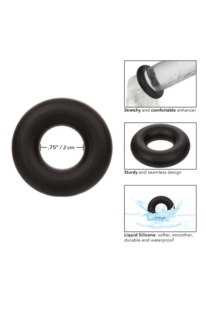 Cal Exotics - Alpha - Liquid Silicone Prolong Medium Cock Ring - Black - Stag Shop
