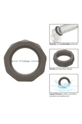 Cal Exotics - Alpha - Liquid Silicone Prolong Prismatic Cock Ring - Grey - Stag Shop