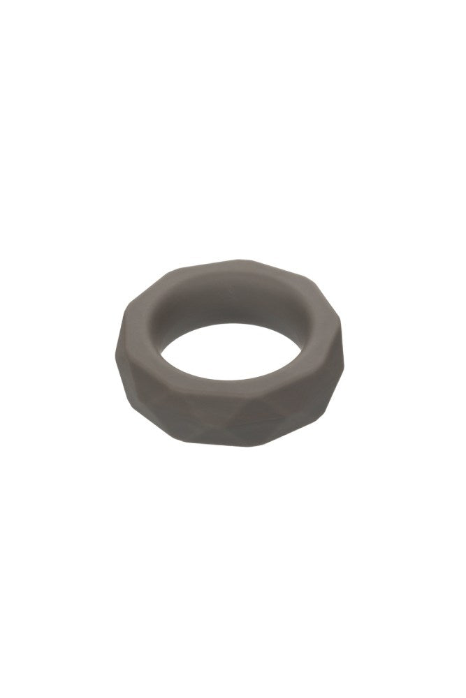 Cal Exotics - Alpha - Liquid Silicone Prolong Prismatic Cock Ring - Grey - Stag Shop