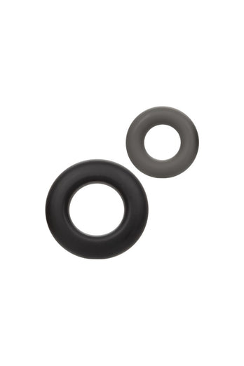 Cal Exotics - Alpha - Liquid Silicone Prolong Cock Rings 2pc Set - Black - Stag Shop