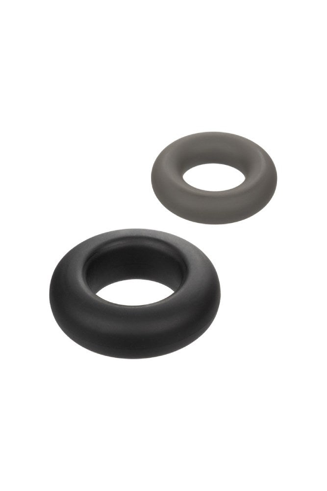 Cal Exotics - Alpha - Liquid Silicone Prolong Cock Rings 2pc Set - Black - Stag Shop