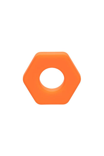 Cal Exotics - Alpha - Liquid Silicone Prolong Sexagon Cock Ring - Orange - Stag Shop