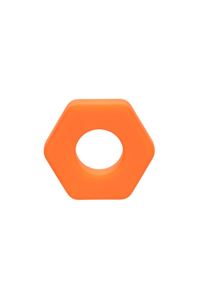 Cal Exotics - Alpha - Liquid Silicone Prolong Sexagon Cock Ring - Orange - Stag Shop