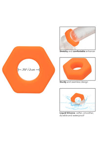 Thumbnail for Cal Exotics - Alpha - Liquid Silicone Prolong Sexagon Cock Ring - Orange - Stag Shop
