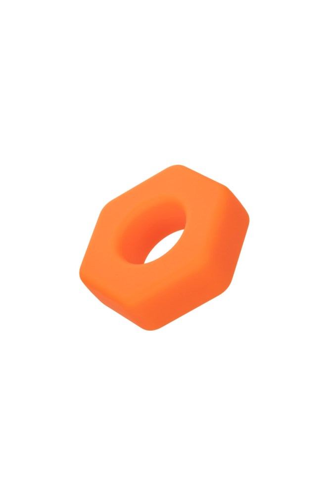 Cal Exotics - Alpha - Liquid Silicone Prolong Sexagon Cock Ring - Orange - Stag Shop