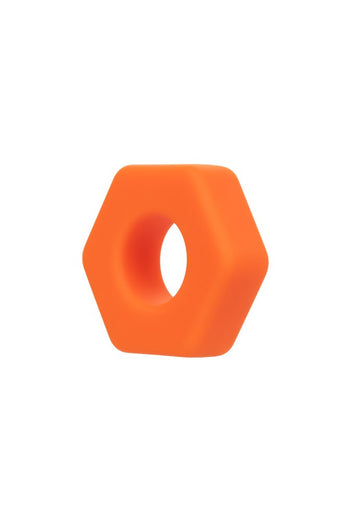 Cal Exotics - Alpha - Liquid Silicone Prolong Sexagon Cock Ring - Orange - Stag Shop